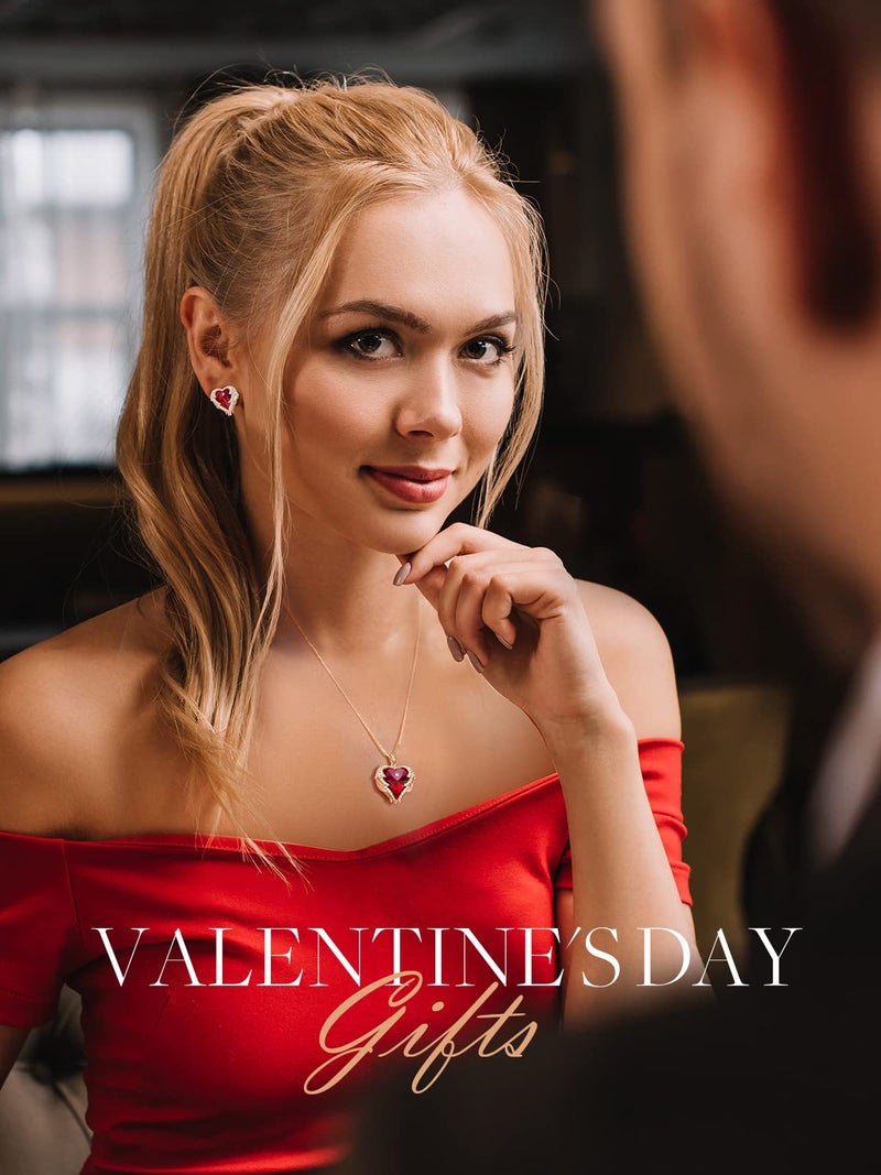 CDE Angel Wings Necklaces for Women, Love Heart Silver Tone/Gold Tone Pendant with Birthstone, Wedding or Birthday Jewelry Gifts for Mom Wife Girlfriend Her - Image 2